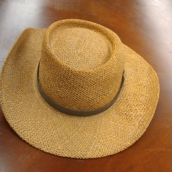 Stetson Designer Straw Hat w leather band $34+Fre - Picture 2 of 8
